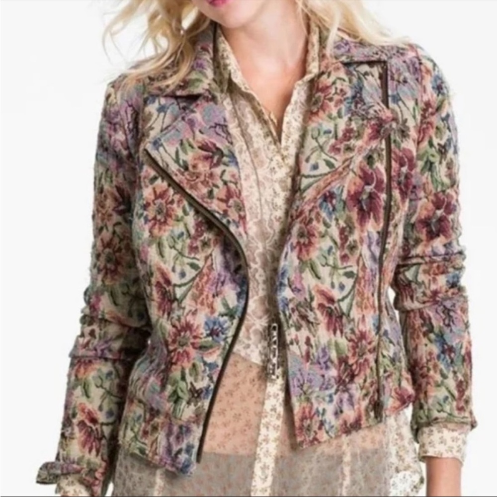 Free people tapestry moto jacket
